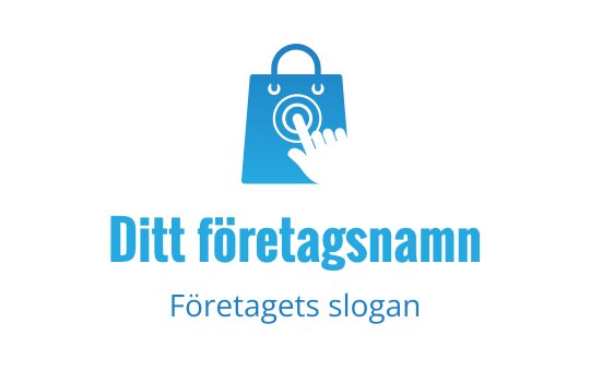Modern blå shoppingpåse logo design med hand och knapp element