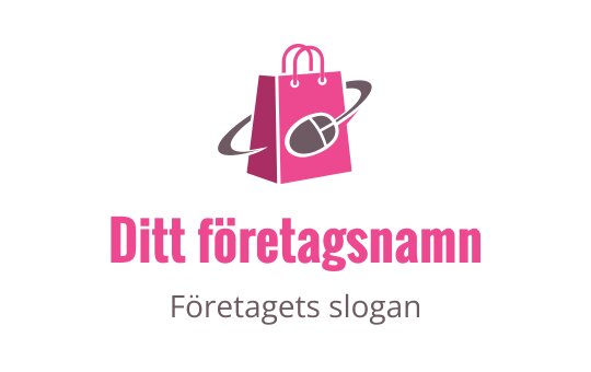 Lekfullt rosa shoppingpåse logo design med en planet och mus element