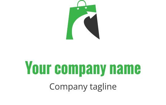 Limegrön logotypdesign med en stiliserad påseform