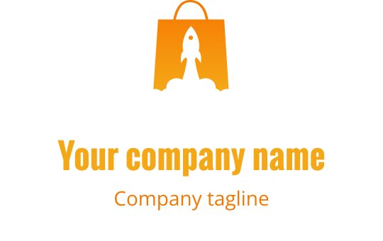 Elegant logotypdesign med en silhuett av en orange och guldväska