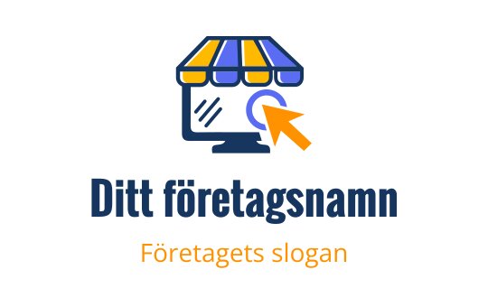 Modern logotypdesign med en butik som har en dator och muspekare