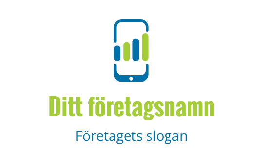 Modern logotypdesign med smartphone och stapeldiagram i grönt och blått