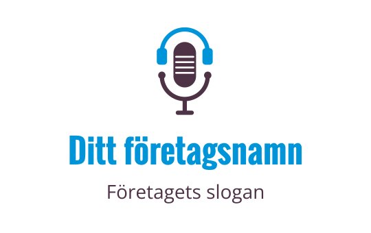 Modern mikrofon logotypdesign med hörlurar i blått och lila