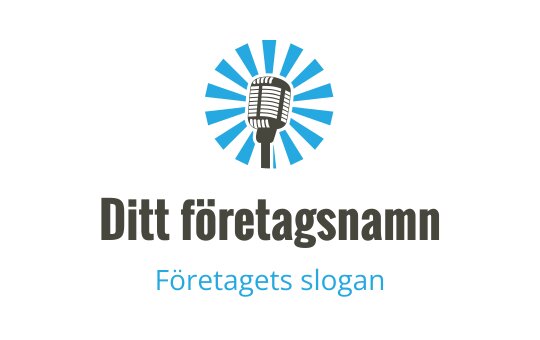 Modern mikrofonlogotyp med blå strålar som strålar utåt