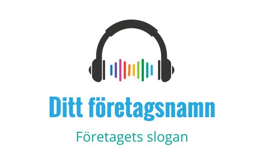 Modern logotypdesign med hörlurar och färgglada ljudvågor
