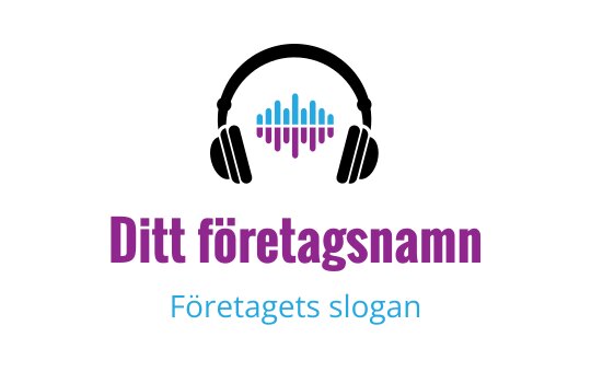 Modern logotypdesign med en ljudvåg ikon i blått och lila