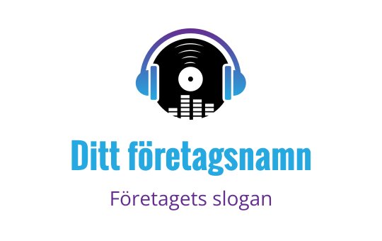 Modern logotypdesign med hörlurar i blå och lila gradient