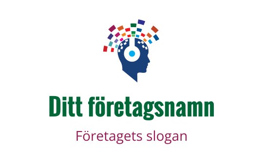 Kreativ logotypdesign med ett blått huvud och färgglada ljudvågor