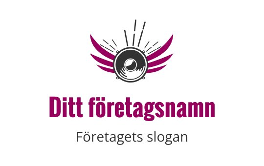 Fet logotypdesign med en central cirkel och rosa vingar och strålar