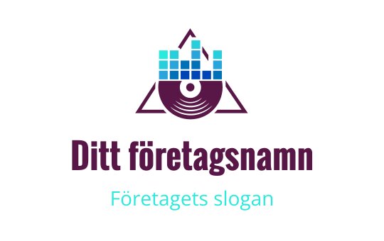 Modern logotypdesign med vinylskiva och ljudvågselement