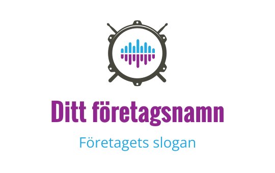 Modern logotypdesign med en cirkulär ljudvågsgrafik i blått och lila