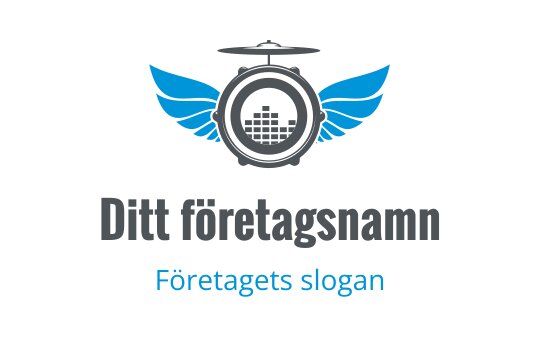 Modern logotypdesign med ett cirkulärt emblem med vingar och rotor