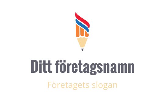 Kreativ logotypdesign med en penna och ett färgglatt flammande element