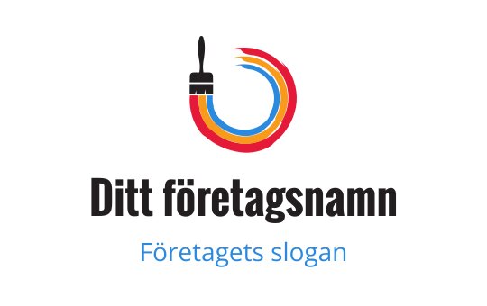 Färgglad pensel logo design med snurrande röda, gula och blå element