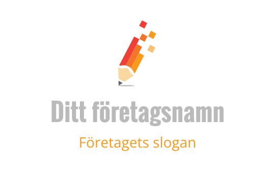 Kreativ logotypdesign med en penna i livliga röda och orange nyanser