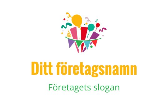 Färgglad festlogo med ballonger och festliga dekorationer
