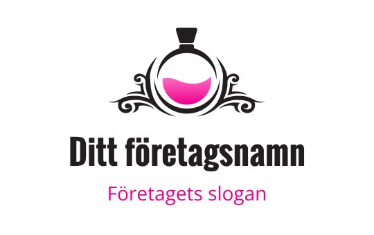 Elegant logotypdesign med en dekorativ potionflaska med rosa vätska