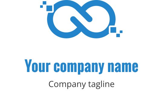 Modern blå oändlighet logo design med geometriska accenter
