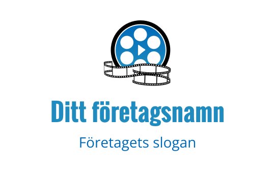 Modern blå filmreelslogo med en accent av play-knapp