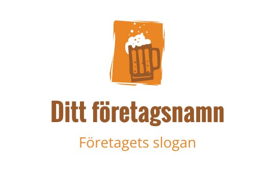 Tydlig logotypdesign av en ölkrus med orange splashbakgrund