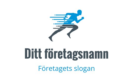Dynamisk löpare logo design med rörelselinjer i blått och grått