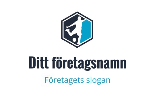 Dynamisk logotypdesign med en spelare i aktion inom en hexagon