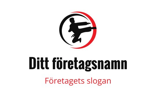 Dynamisk logotypdesign med en silhuett av en kampsportare i svart och rött