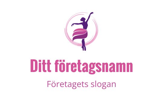 Dynamisk dansare logo design med flödande rosa tyg och cirkulär kontur