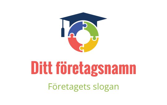 Färgglad pusselbit logo design med en studentmössa ovanpå