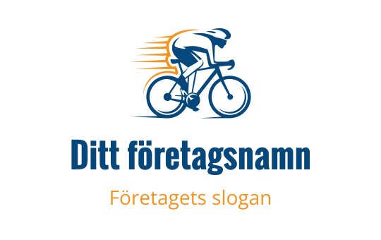 Dynamisk cyklist logo design med rörelselinjer i blått och orange