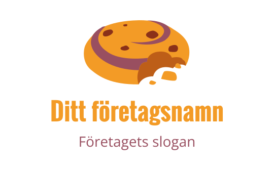 Lekfullt kaklogo med chokladbitar och ett leende ansikte