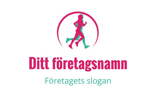 Dynamisk logotypdesign med en springande figur i rosa och teal