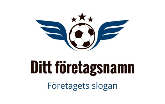 Dynamisk logotypdesign med en fotboll, vingar och stjärnor