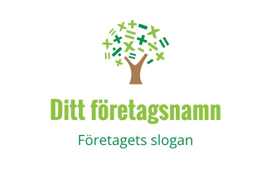 Modern trädlogo med gröna blad och en brun stam
