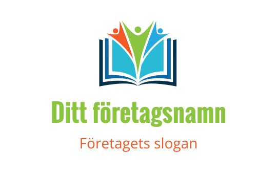 Färgglad logotypdesign med en öppen bok och abstrakta figurer