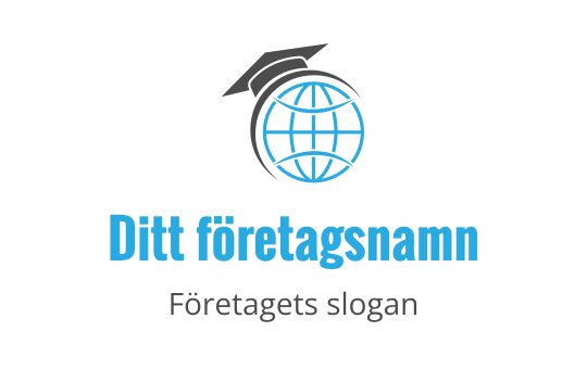 Modern globlogo med en examenshatt i blått och svart