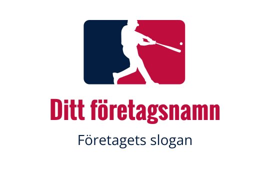 Dynamisk logotypdesign med en slagman i aktion och röda och blå element