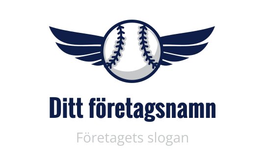 Tydlig basebolllogo med vingar i marinblått och vitt