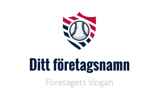 Sköldformad logotypdesign med en baseboll och röda och blå ränder