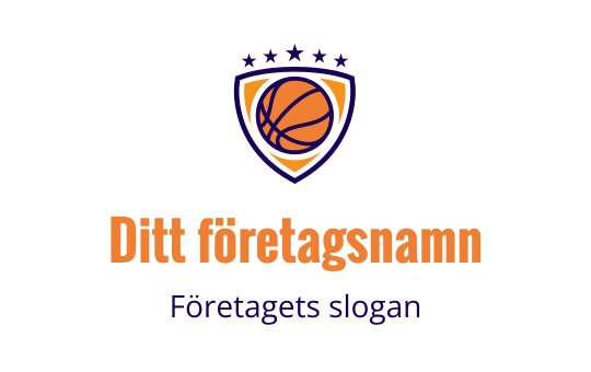 Fet basketlogo med en orange boll och sköldform