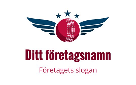 Tydlig logo design av en bold cricketboll med vingar och stjärnor ovanför