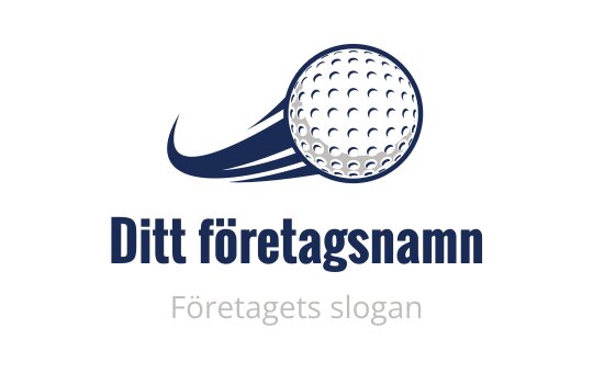 Dynamisk golfboll logo design med rörelselinjer i blått och vitt