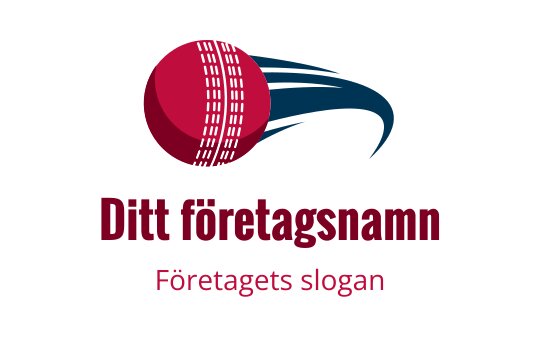Dynamisk logotypdesign av en cricketboll med rörelselinjer i blått och rött