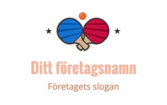 Färgglad logotypdesign med korsade pingpongracketar och en boll