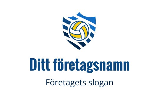 Modern sköldlogo med en volleyboll och blå ränder