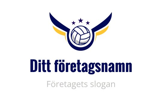 Dynamisk logotypdesign med en volleyboll, vingar och stjärnor