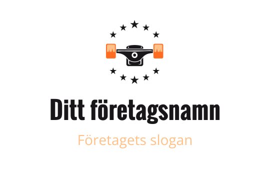 Fet logotypdesign med en kamera och orange detaljer samt stjärnor