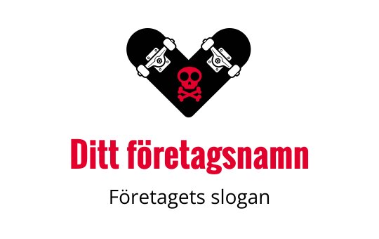 Tydlig hjärta logo design med ett dödskalle och korslagda ben i rött