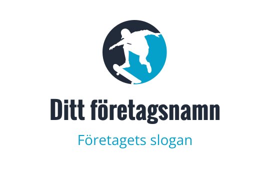 Dynamisk skateboarder logo design med en blå cirkulär bakgrund
