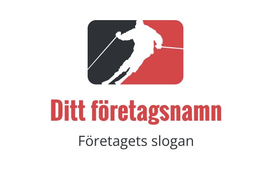 Dynamisk logotypdesign med en silhuett av en skidåkare i rörelse